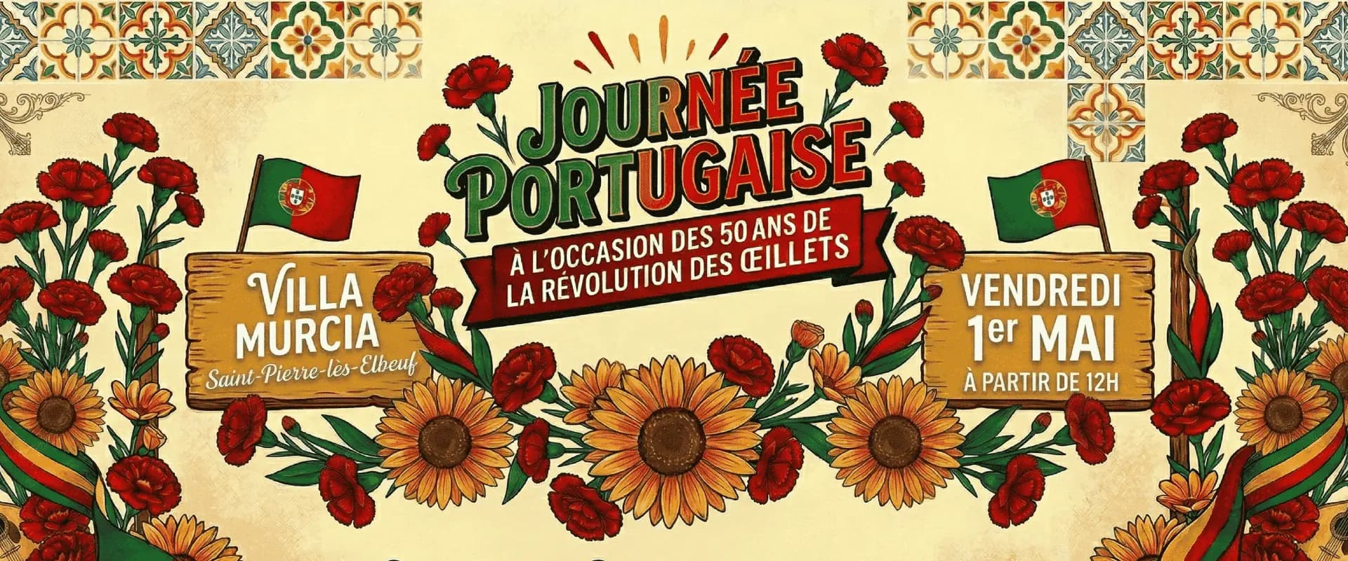 Bannière fête portugaise — 50 ans de la Révolution des Œillets